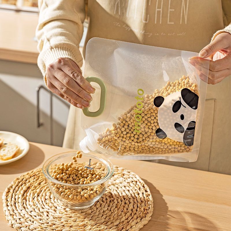 แม่บ้านสมัยใหม่ mototo Panda Whole Grain Storage Bag Sealed Insect-Proof Moisture-Proof Rice Storage Sub-Packing Rice B20250318