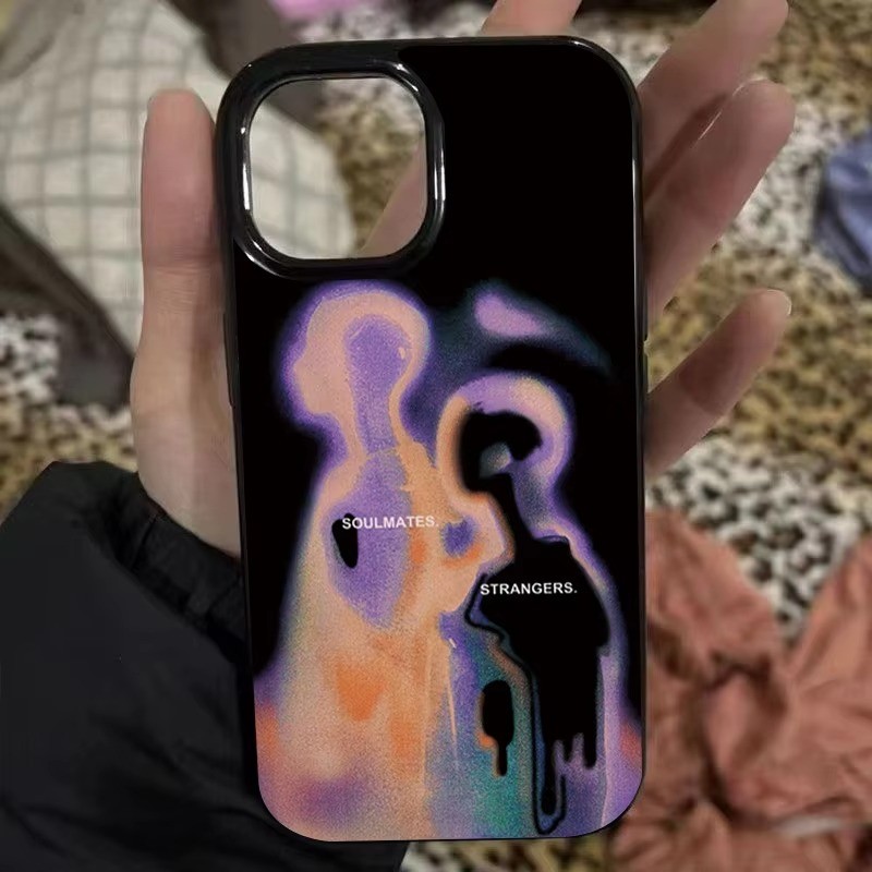 Punk Dark ตัวอักษรลึกลับ Shadow เคสโทรศัพท์สําหรับ iPhone 16 Pro 15 14 13 12 11 Pro Max 16E X XS XR 7 8 Plus นุ่มกันกระแทก