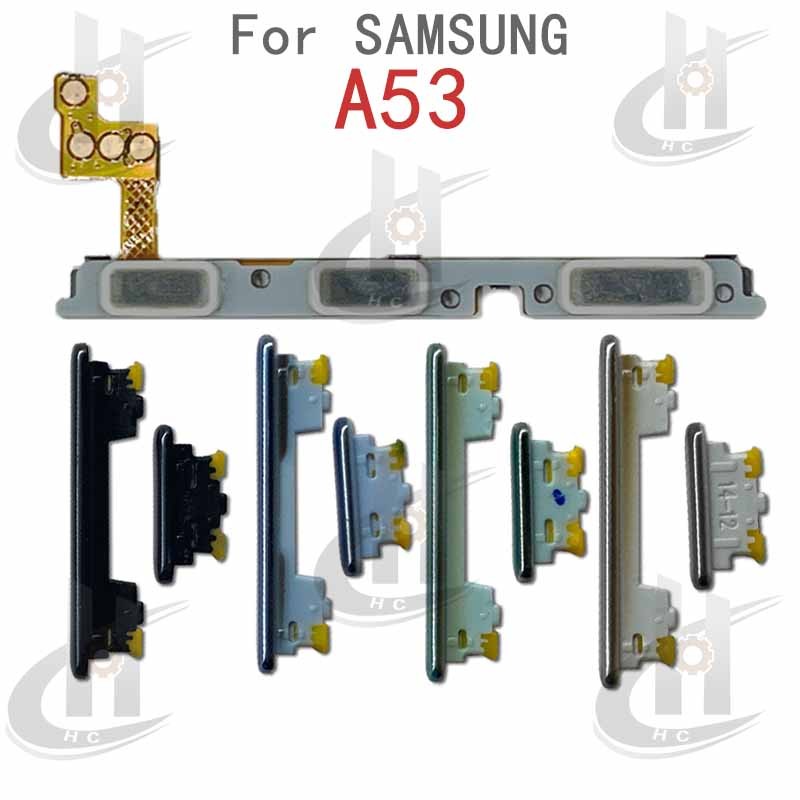 สําหรับ Samsung Galaxy A53 5G A536 ปุ่มปรับระดับเสียงไฟปุ่มด้านข้าง Flex Cable Keys ปุ่มปิดระดับเสียงขึ้นลงด้านข้างอะไหล่ทดแทน