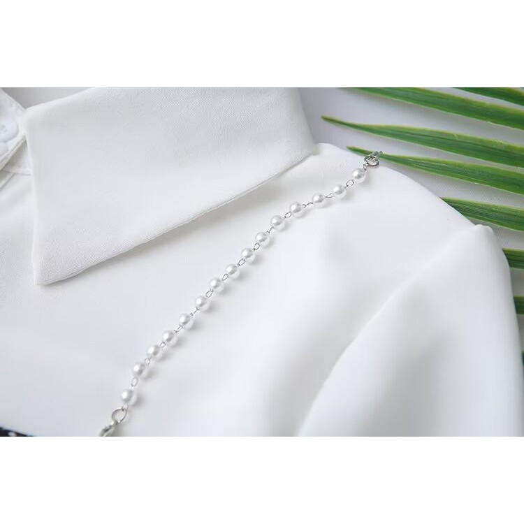พลัสขนาดผู้หญิง XL-4XL False สองชิ้นสีขาวสีดําเสื้อแขนยาวแฟชั่นปุ่ม A-line Tops ขนาดใหญ่ Elegant Blusas OL ราคา ถูกที่สุด ดีลบีเคเค แกลเลอรีภาพที่ 5