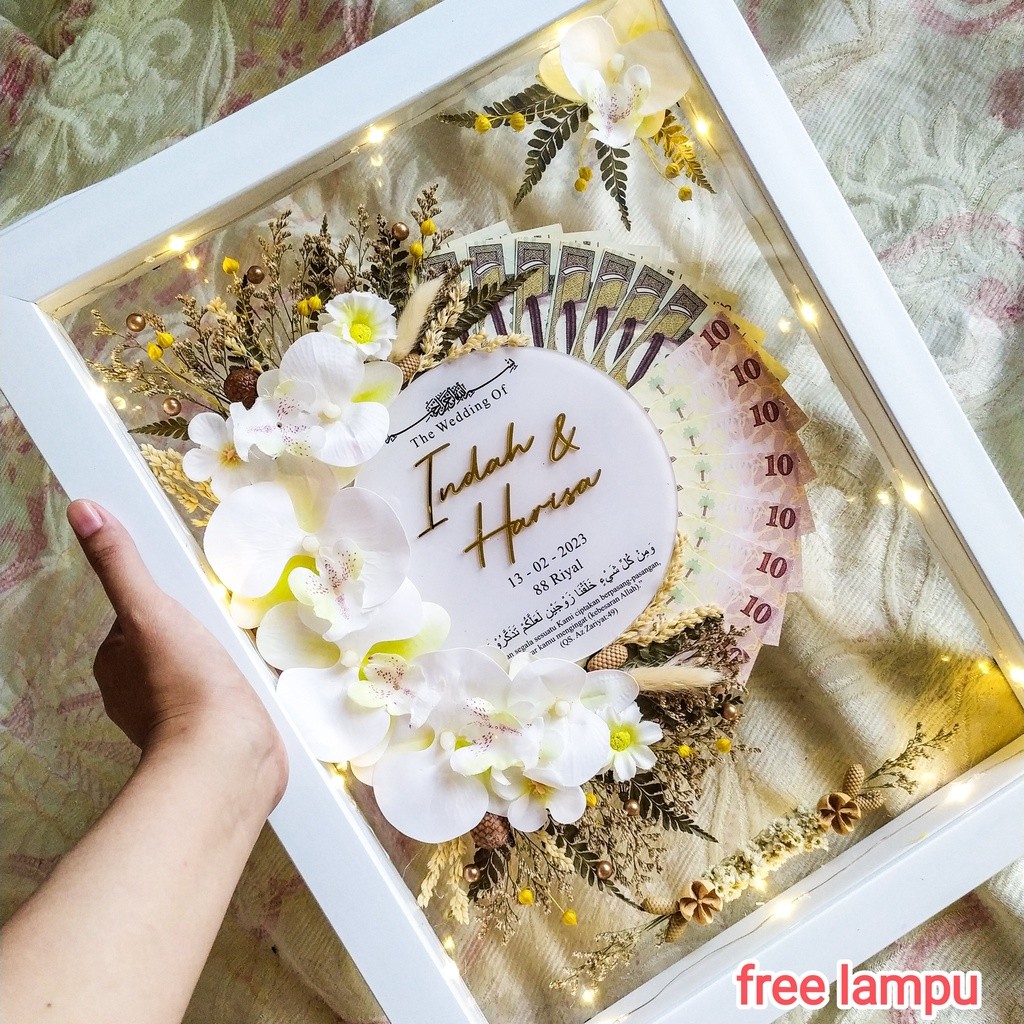 รุ่นใหม่ 1 วัน ANNIVERSARY WEDDING DOWRY FAN FULL ACRYLIC RISED NAME 35x45