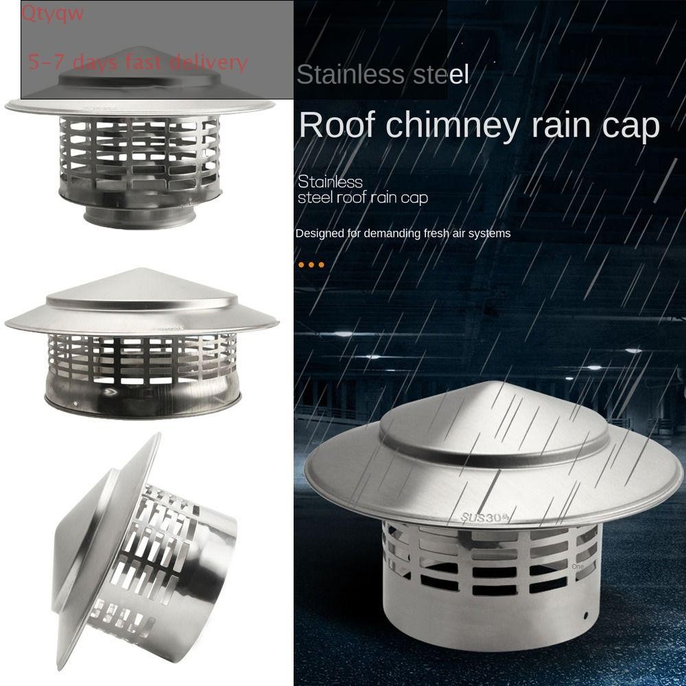 Qtyqw หมวกปล่องไฟ, เหล็กสแตนเลสผนังภายนอกระบายอากาศหมวกกันฝน, ทนทาน 75-200 มม. เครื่องดูดควันควันเตาท่อป้องกันฝาครอบเตาผิง