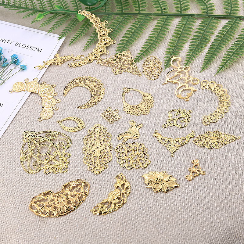 5 ชิ้น 1 ชุด อุปกรณ์เครื่องประดับ DIY ชิ้นดอกไม้ แฮนด์เมด ปิ่นปักผม อุปกรณ์ตกแต่งผม วัสดุชิ้นโลหะ กลีบดอกไม้ ผีเสื้อ สไตล์โบราณ Buyao