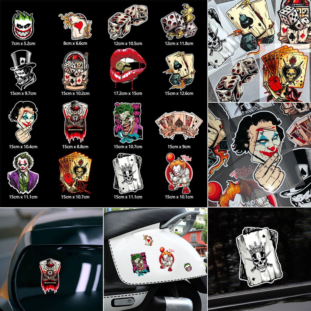 ตลก Joker Series สติกเกอร์สะท้อนแสงสําหรับหมวกกันน็อครถจักรยานยนต์สกู๊ตเตอร์รถหน้าต่างกันน้ํา Decor 