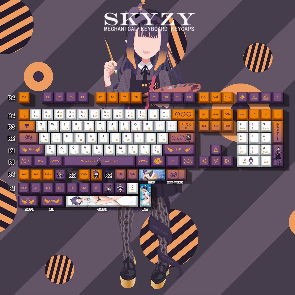 Ninomae Ina’nis Keycaps Cherry ProfileVTubor Hololive PBT Dye Sub Keycap