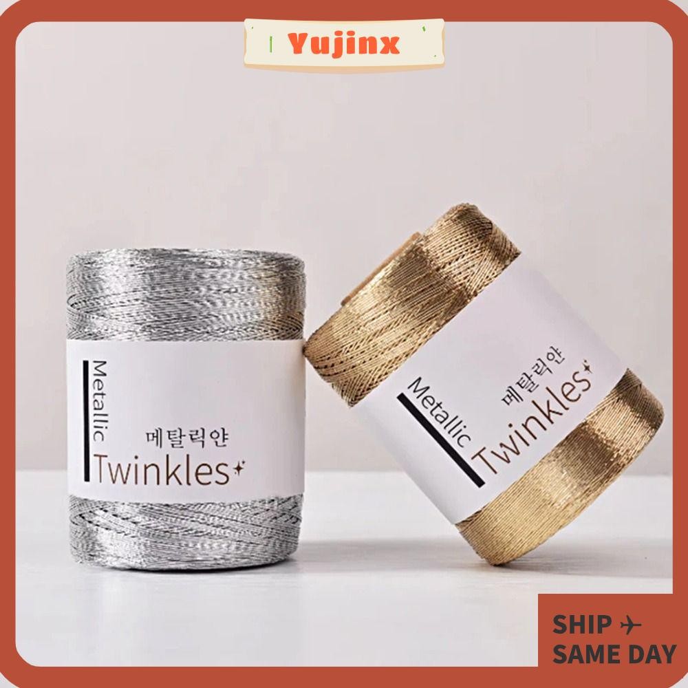 Yujinx 200g/Ballเส้นด้ายโลหะ,Handmade 150Dด้าย,DIY Glitter Gold Sliverอุปกรณ์เย็บผ้าสําหรับกระเป๋าถือกระเป๋า