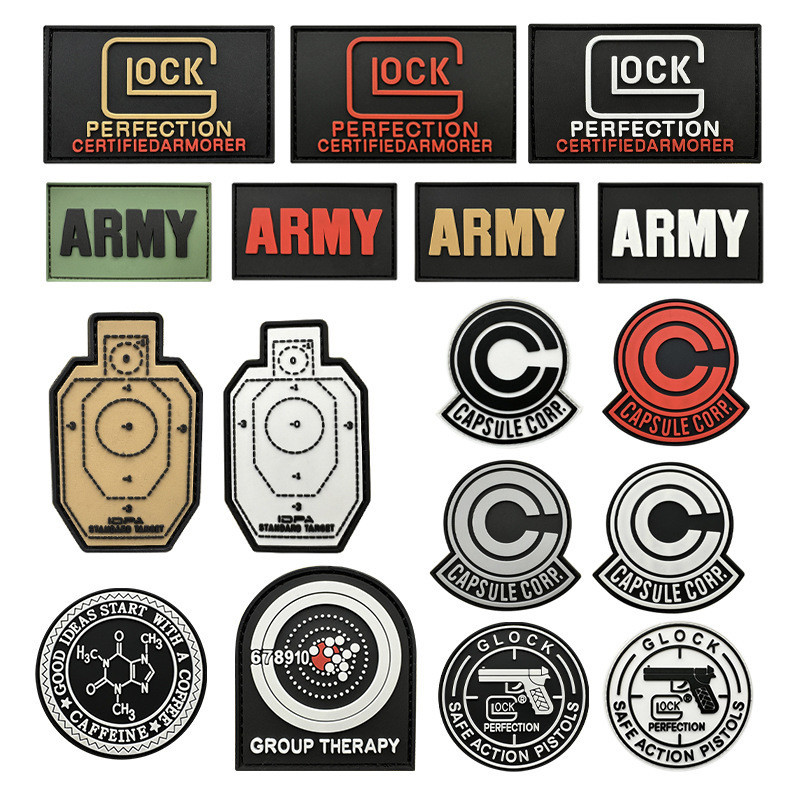 การออกแบบล่าสุด Glock PVC ป้ายยาง CAPSULE CORP ยุทธวิธี Velcro Badge กระเป๋าเป้สะพายหลังกลางแจ้ง Morale