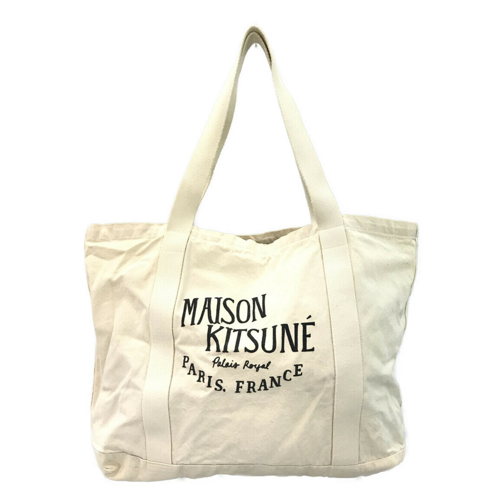Maison KITSUNE' On กระเป๋าสตางค์ ผ้าแคนวาส ทรงโท้ท มือสอง สําหรับผู้หญิง
