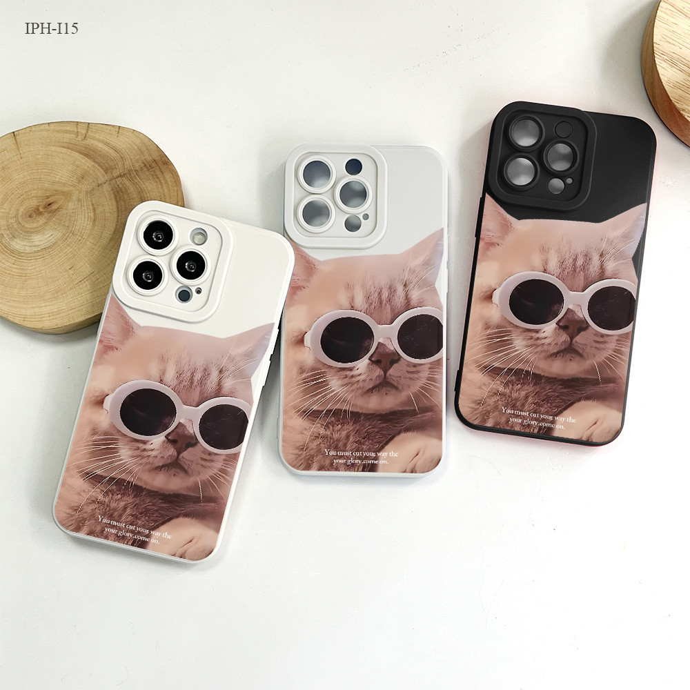IPhone 16 15 14 13 12 11 8 7 X XS XR SE Plus Pro Max 2020 2022 เคสไอโฟน แมวแก้ว เคสโทรศัพท์ เคส สำหรับ