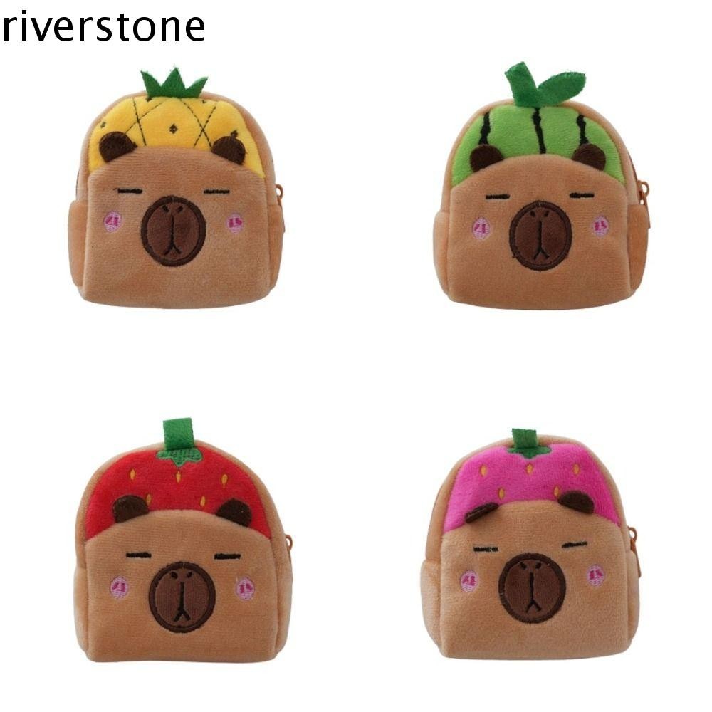 Riverstone กระเป๋าใส่เหรียญ ตุ๊กตาการ์ตูนสัตว์ สับปะรด คาปิบารา แตงโม สตรอเบอร์รี่ สีชมพู ของขวัญวันเกิด