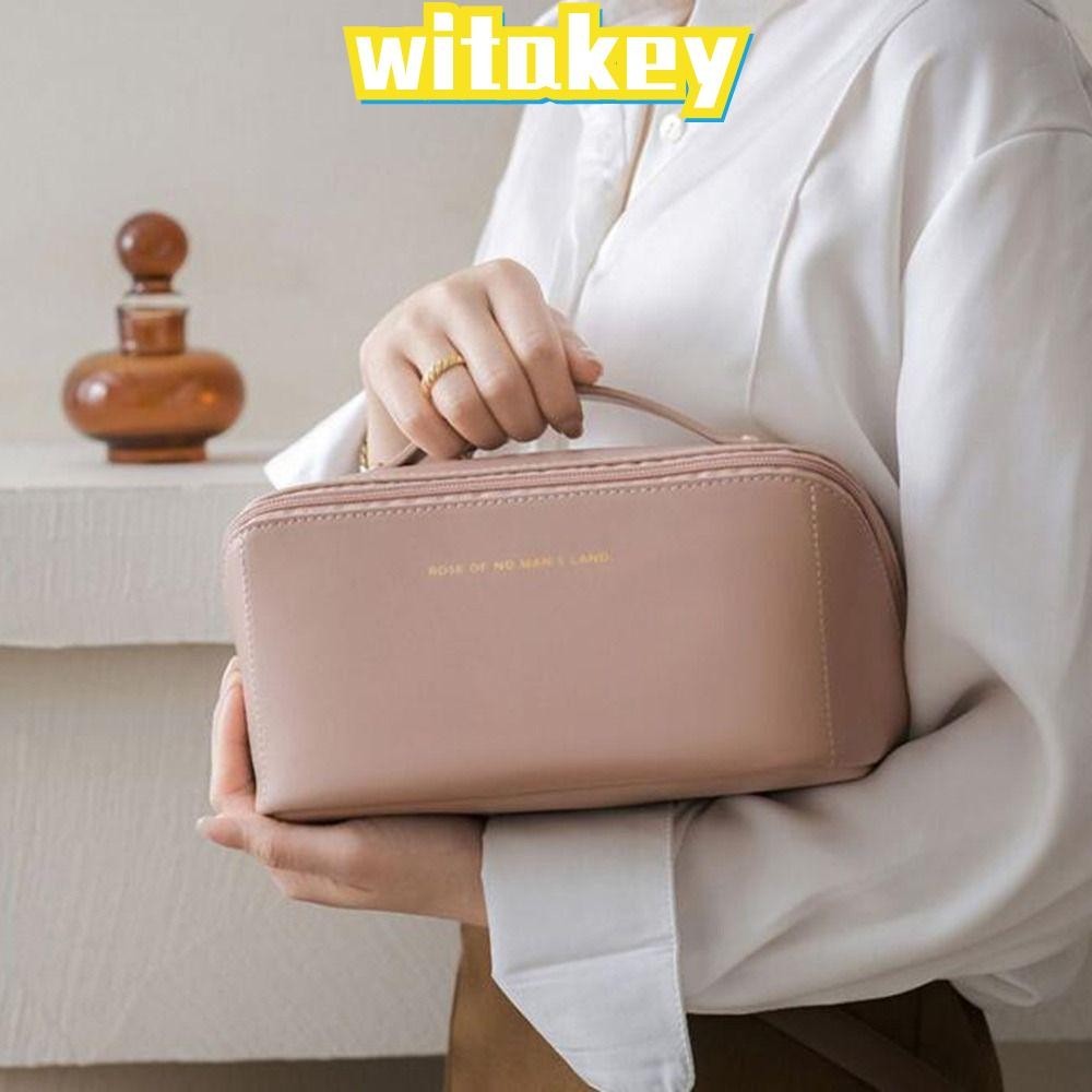 Witakey กระเป๋าเครื่องสําอาง แบบพกพา พร้อมช่องใส่แปรง