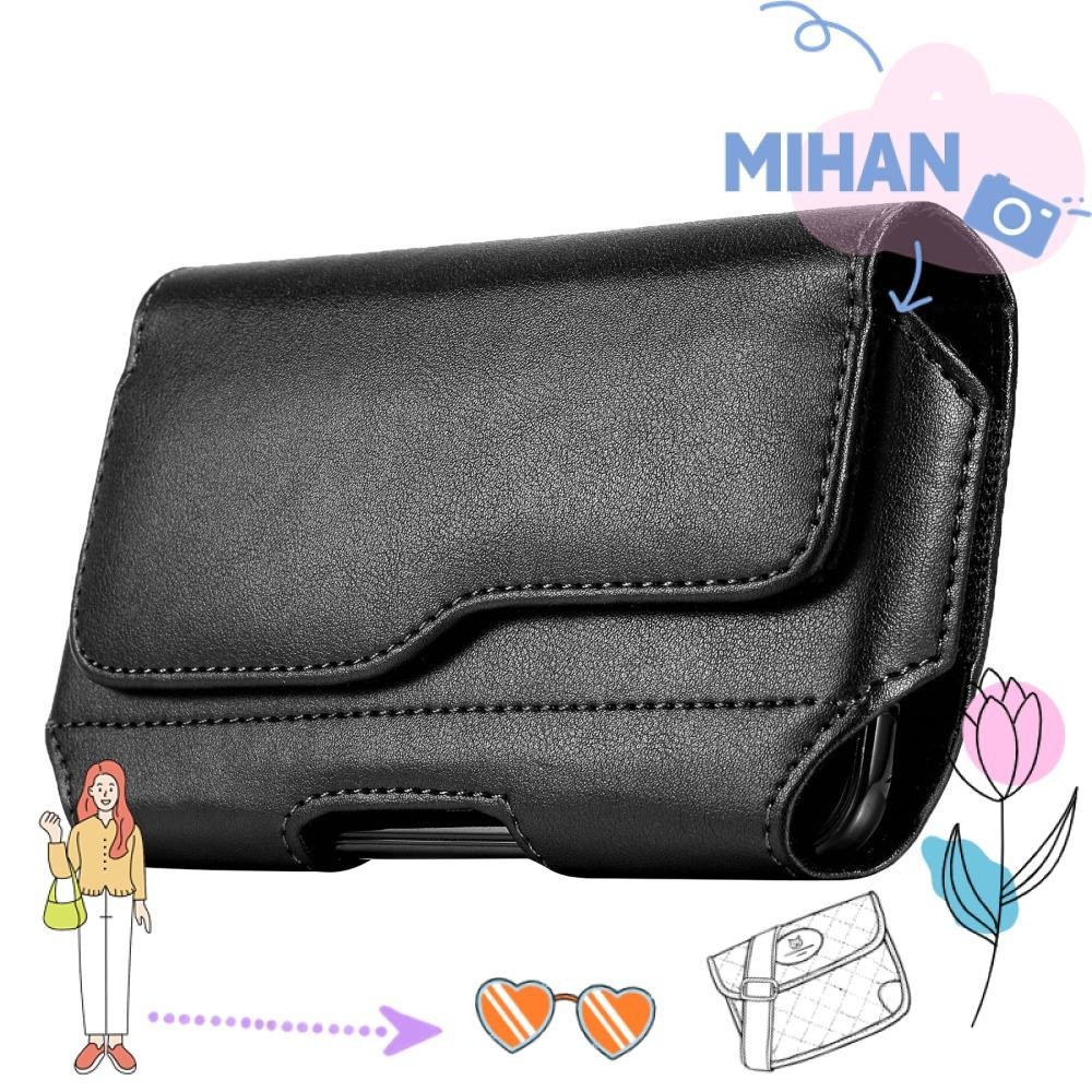 Mh กระเป๋าหนังคาดเอว ใส่โทรศัพท์มือถือ ขนาด 3.5-6.3 นิ้ว สีดํา