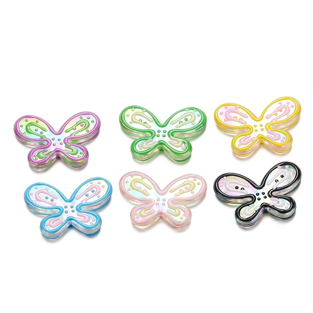 St. kunkka 2 ชิ ้ นอะคริลิคมือวาดลูกปัด 31.5 * 46.5 มม.น ่ ารักผีเสื ้ อใหญ ่ มือวาดลูกปัดทําสําหรับ