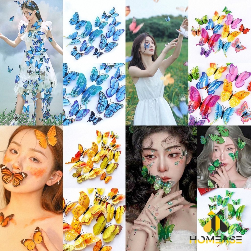 HA DIY ของแต่งแต่งผนังห้อง แบบแม่เหล็ก หรือใช้กาว 2 หน้า ผีเสื้อกระดาษ สติ๊กเกอร์ 3D Butterfly - รูปที่ 2