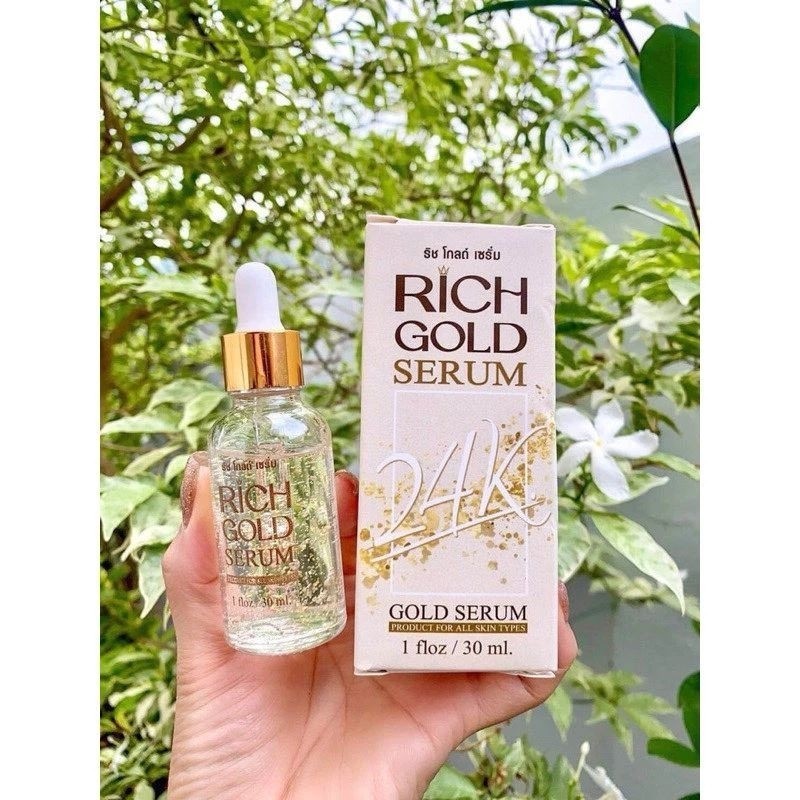 กล่อง เซรั่ม บำรุงหน้า ริ้วรอย ริช โกลด์24เค ทองคำ rich gold serum 24k 30ml