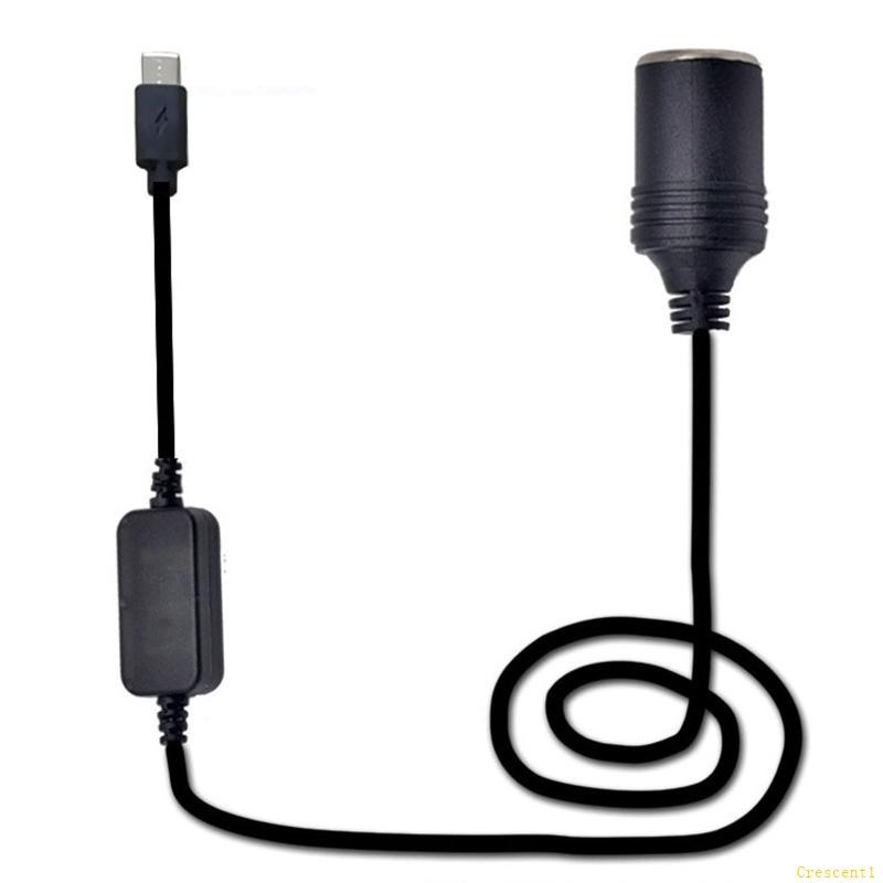 Crescent11 ซ็อกเก็ตอะแดปเตอร์แปลงที่จุดบุหรี่ USB C Type C เป็น 12V ตัวเมีย สําหรับรถยนต์