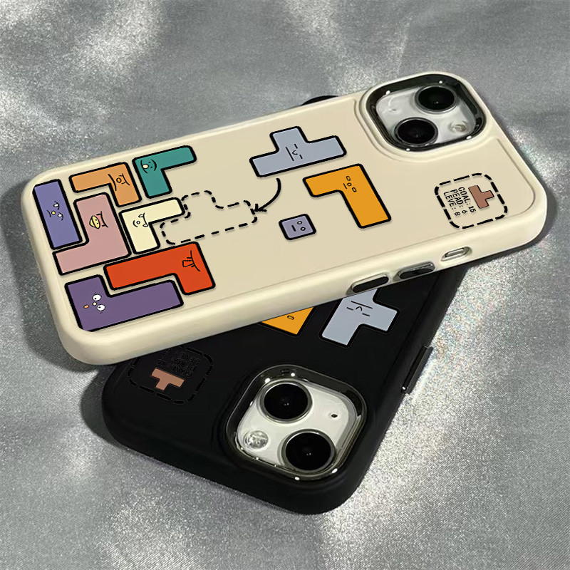 สร ้ างสรรค ์ และบุคลิกภาพ Tetris รูปแบบโทรศัพท ์ สําหรับ IPhone11 12 13 14 15 Pro MAX 7 8 Plus X XR XS MAX SE 2020 หรูหรานุ ่ มกันกระแทกกรณี