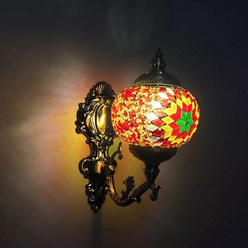 15 ซม.ตุรกีโมเสค Wall Light เมดิเตอร ์ เรเนียน Handmade โมเสคแก ้ วโคมไฟสร ้ างสรรค ์ ห ้ องนั ่ งเล ่ นร ้ านอาหารโรงแรม Bar Cafe โคมไฟติดผนัง
