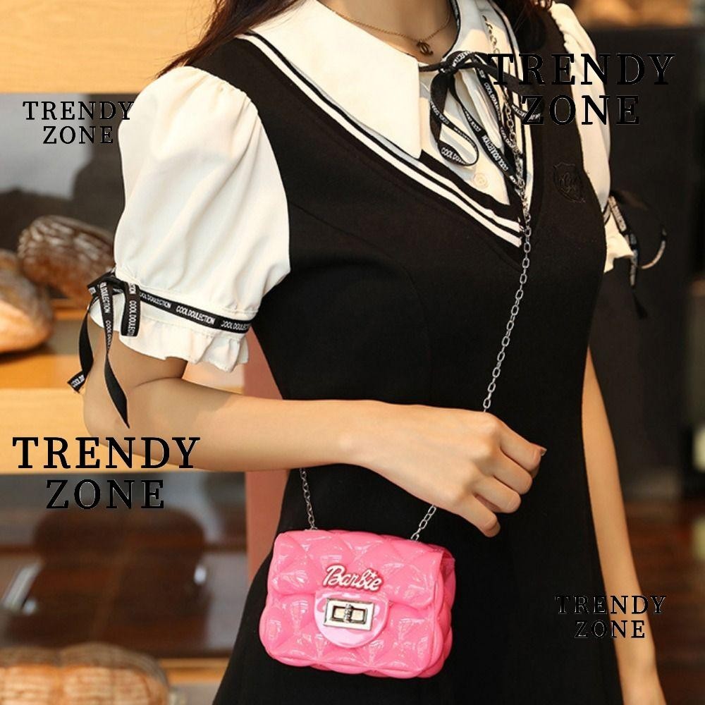 Trendyzone กระเป ๋ าสะพายไหล ่ , Diamond Grid Pattern Mini Phone Bag, Cute Pink Jelly Girls Handbag Holiday Gift