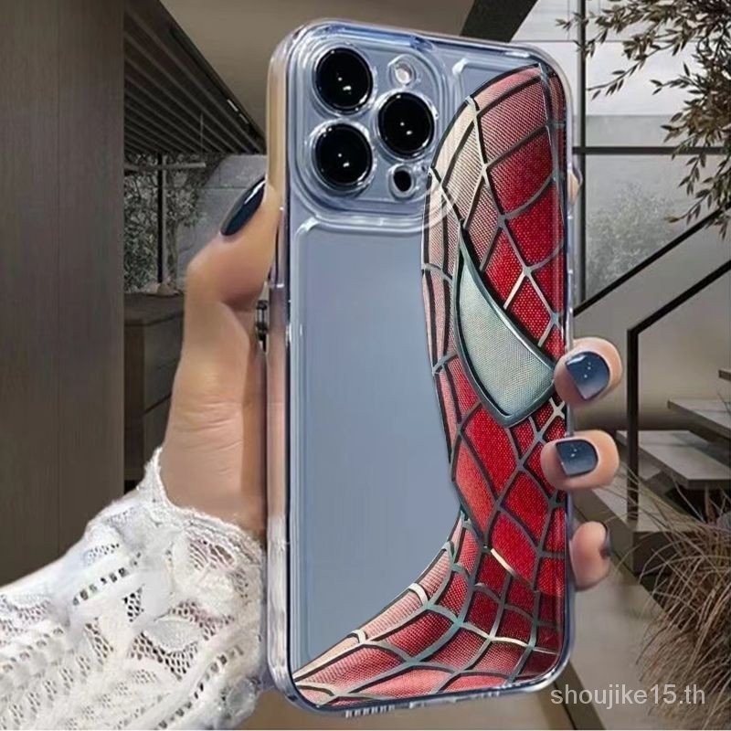 Spiderman เหมาะสําหรับ Apple 15 14 Apple 13promax เคสโทรศัพท ์ iPhone12 โปร ่ งใส Space Case x xr ซิลิโคน 8p7 คู ่ ACSZ