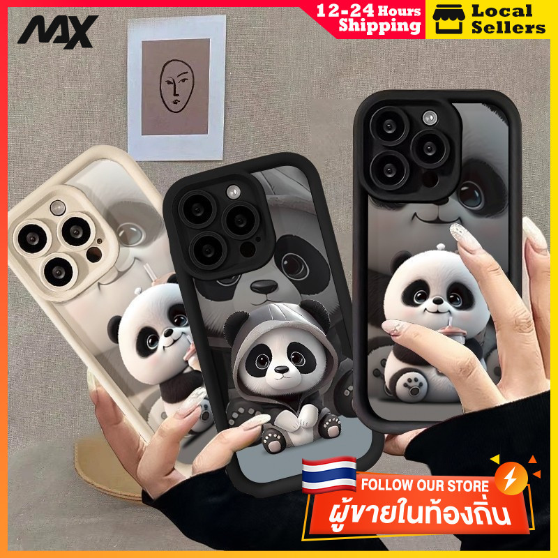 สินค้าพร้อมส่ง เคสโทรศัพท์มือถือ แบบนิ่ม ลายการ์ตูนแพนด้า ชานมไข่มุก สําหรับ IPhone 14 13 11 7Plus 15 12 Pro MAX XR X XS
