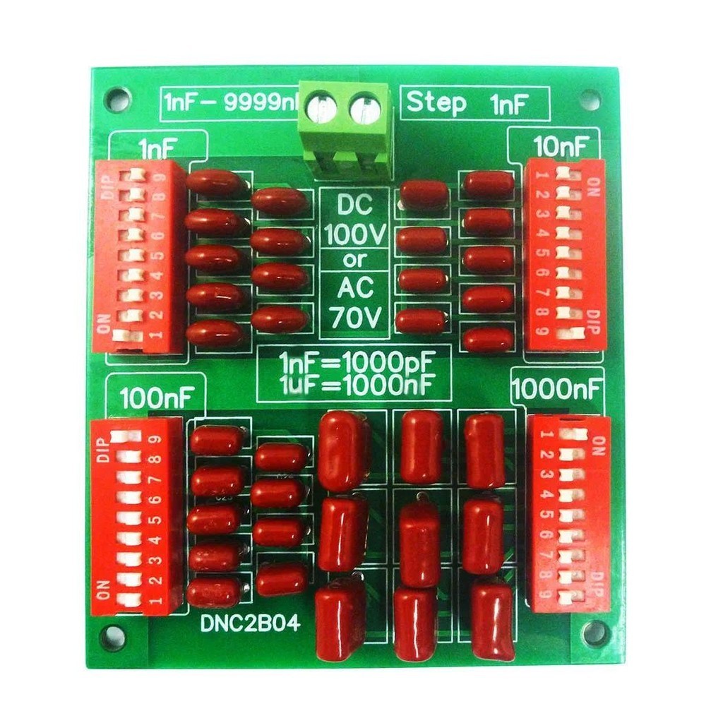 1nf ถึง 9999nF Step-1nF Four Decade Programmable Capacitor Board Polypropylene Film Capacitor C35 DIN Rail สําหรับ PLC