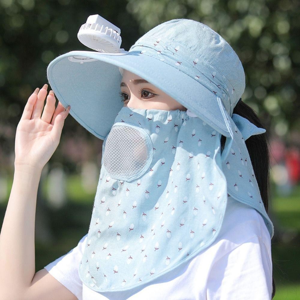 เฟปส์ หมวกเก็บชา,พร้อมพัดลมไฟฟ้าหมวกกันแดดปีกขนาดใหญ่,กลางแจ้ง ยูวี ทนระบายอากาศเต็มหน้าพัดลมหมวกตั้งแคมป์เดินป่า - รูปที่ 7