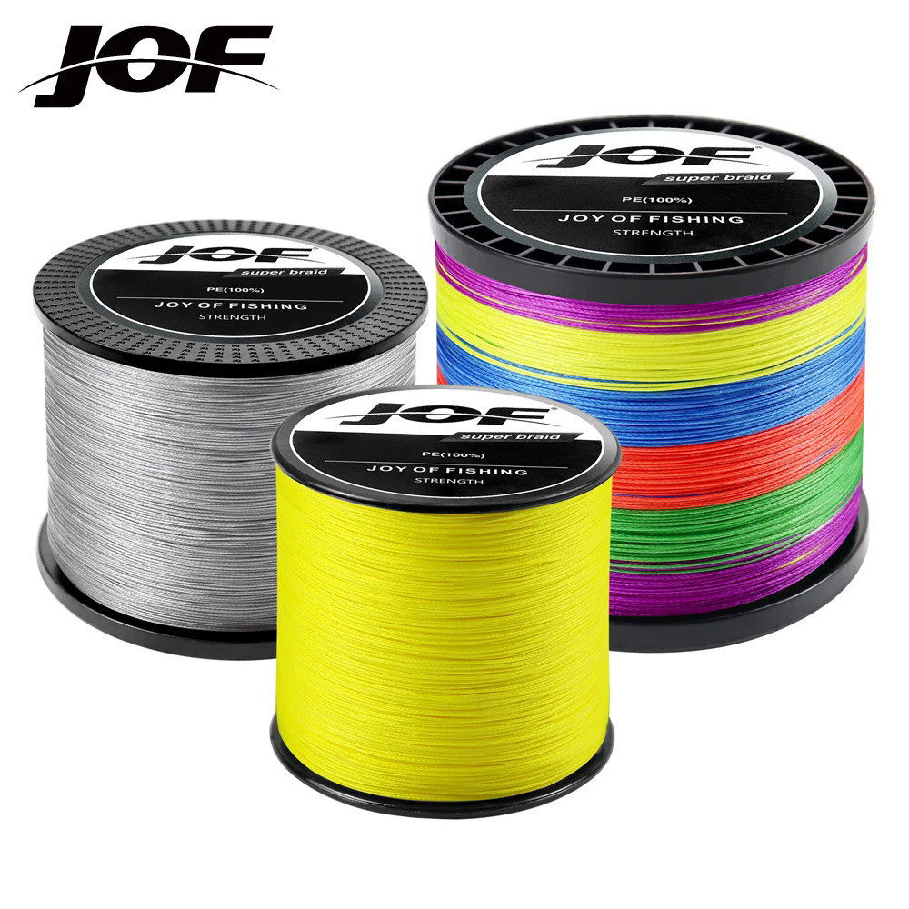 Jof 4 Strands 300M 500M 1000M สายตกปลาถัก Pesca ปลาคาร์พ Multifilament Fly Wire ญี่ปุ่น 100% Pe ลอยสายถักสายตกปลาตกปลา Lure สายตกปลา