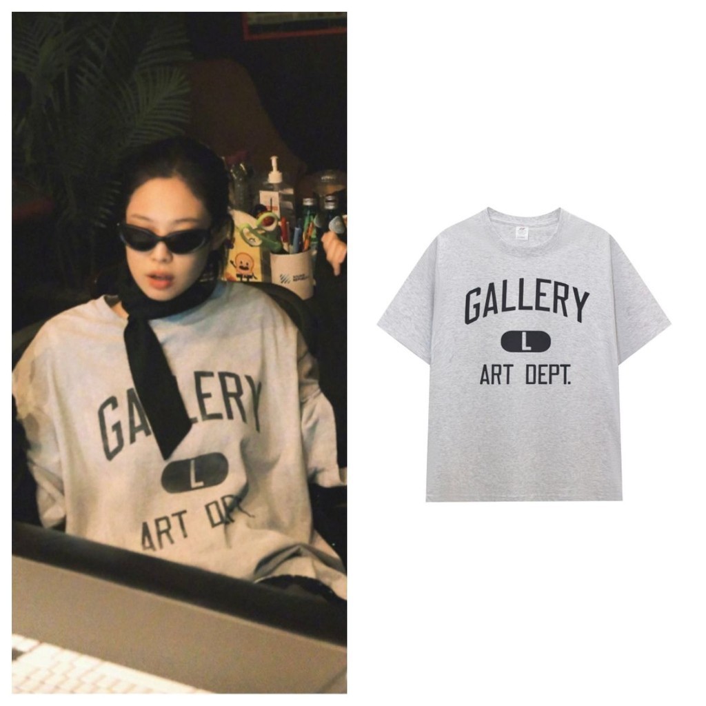 ย้อนยุคเสื้อยืดแขนสั้นลําลอง คอกลม ผ้าฝ้าย พิมพ์ลาย KPOP Blackpink JENNIE GALLERY สไตล์ฮิปฮอป สําหรับผู้ชาย และผู้หญิง