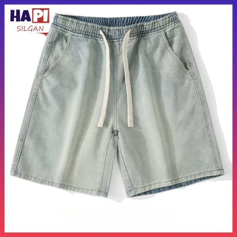 Street Wear Denim Shorts Summer Loose High Street Straight All-Match อินเทรนด ์ High Street Five @