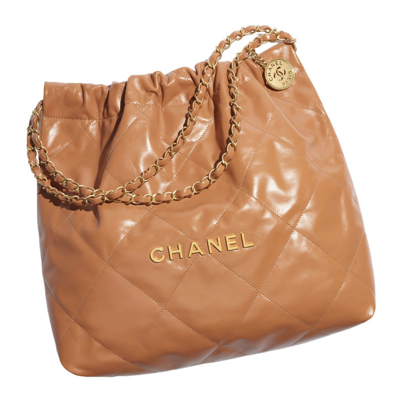 Chanel/Chanel women's bag Borsa 22 shiny calf leather drawstring single shoulder bucket