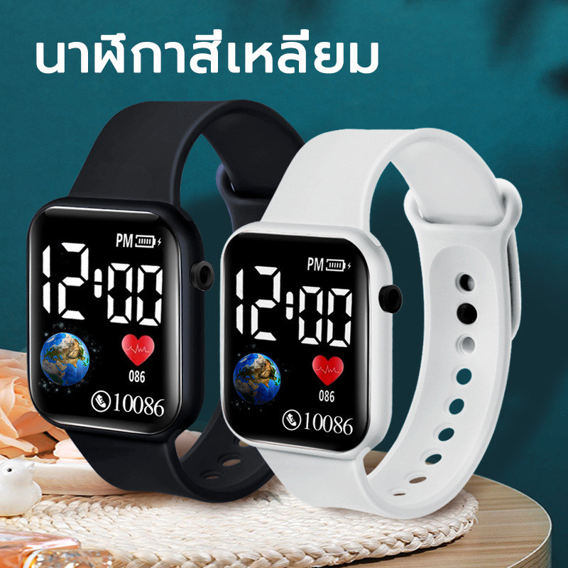 นาฬิกาข้อมืออิเล็กทรอนิกส์ หน้าจอ LED ดีไซน์เรียบง่าย สไตล์เกาหลี