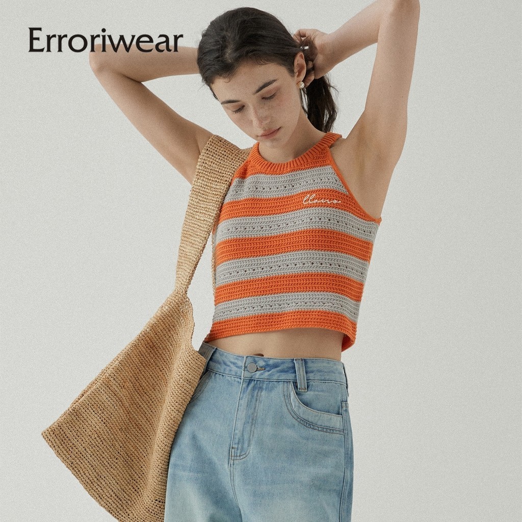 Errokiwear ผู้หญิงเสื้อกล้ามใหม่ลาย Slim Fit Causal รอบคอแขนกุด Cropped Tops
