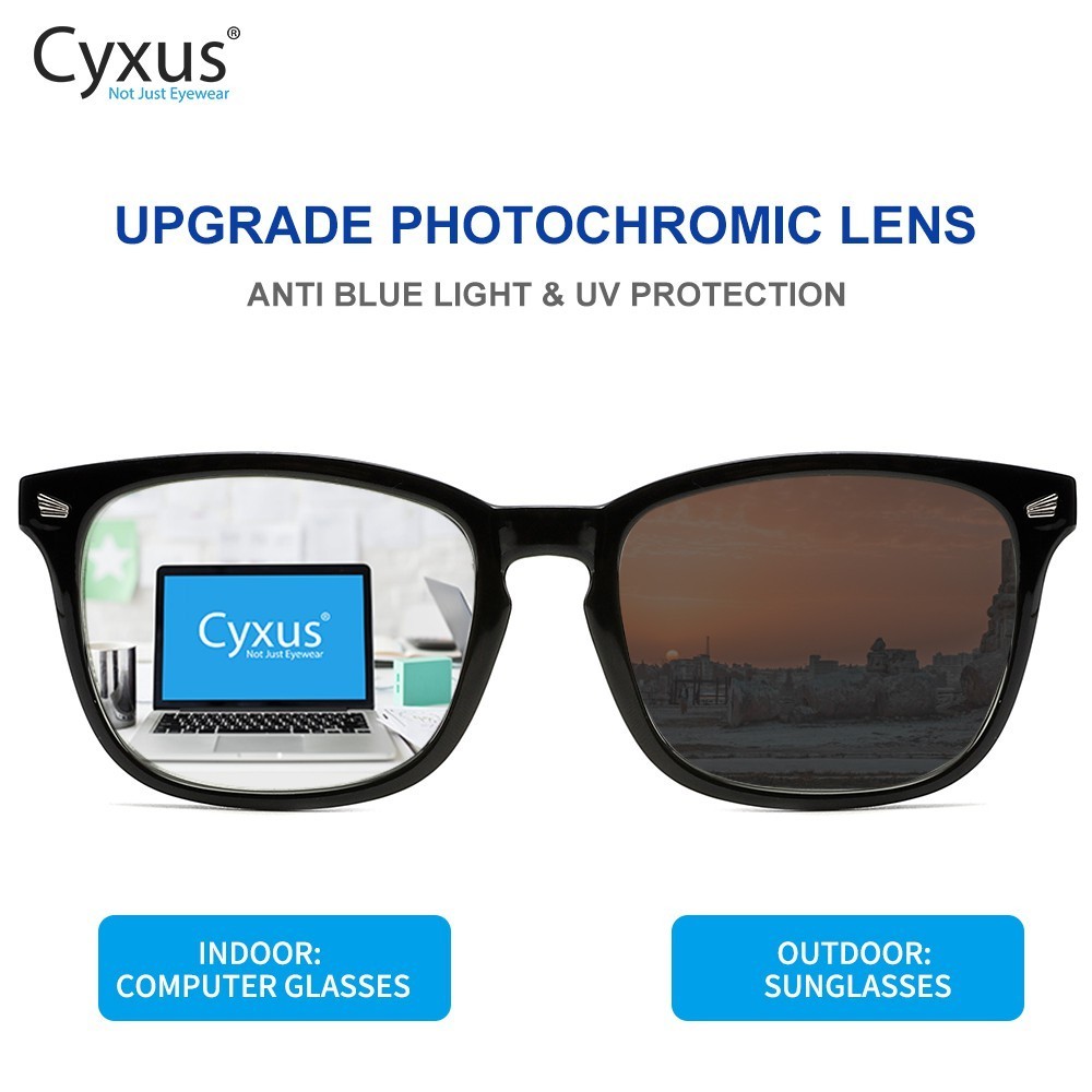 Cyxus Photochromic Sunglasses Blue Light Blocking Computer Glasses For Men Women Reduce Eye Fatigue Outdoor Anti Glare U