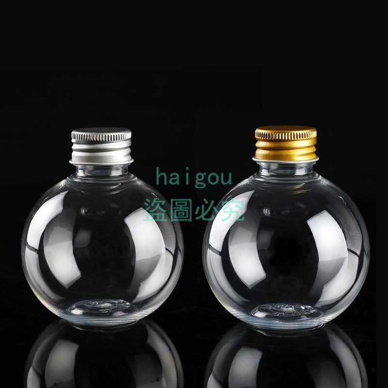 ขวดพลาสติกทรงกลมเครื่องดื่ม 100/150/200ml หลอดไฟบอลสีสันสดใส Micro Landscape DIY พร้อมหมวกวงแหวน