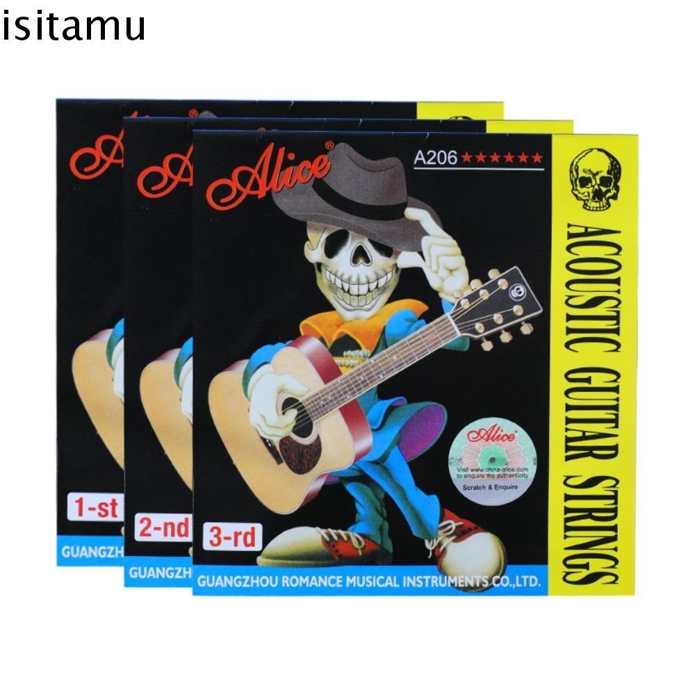 Isitaft Alice Guitar Strings, A206 Series 0.11 นิ้วสายกีต้าร์โปร่ง, อุปกรณ์กีตาร์ 0.28 มม. กีต้าร์สีบรอนซ์เหล็ก 6 สาย Musician