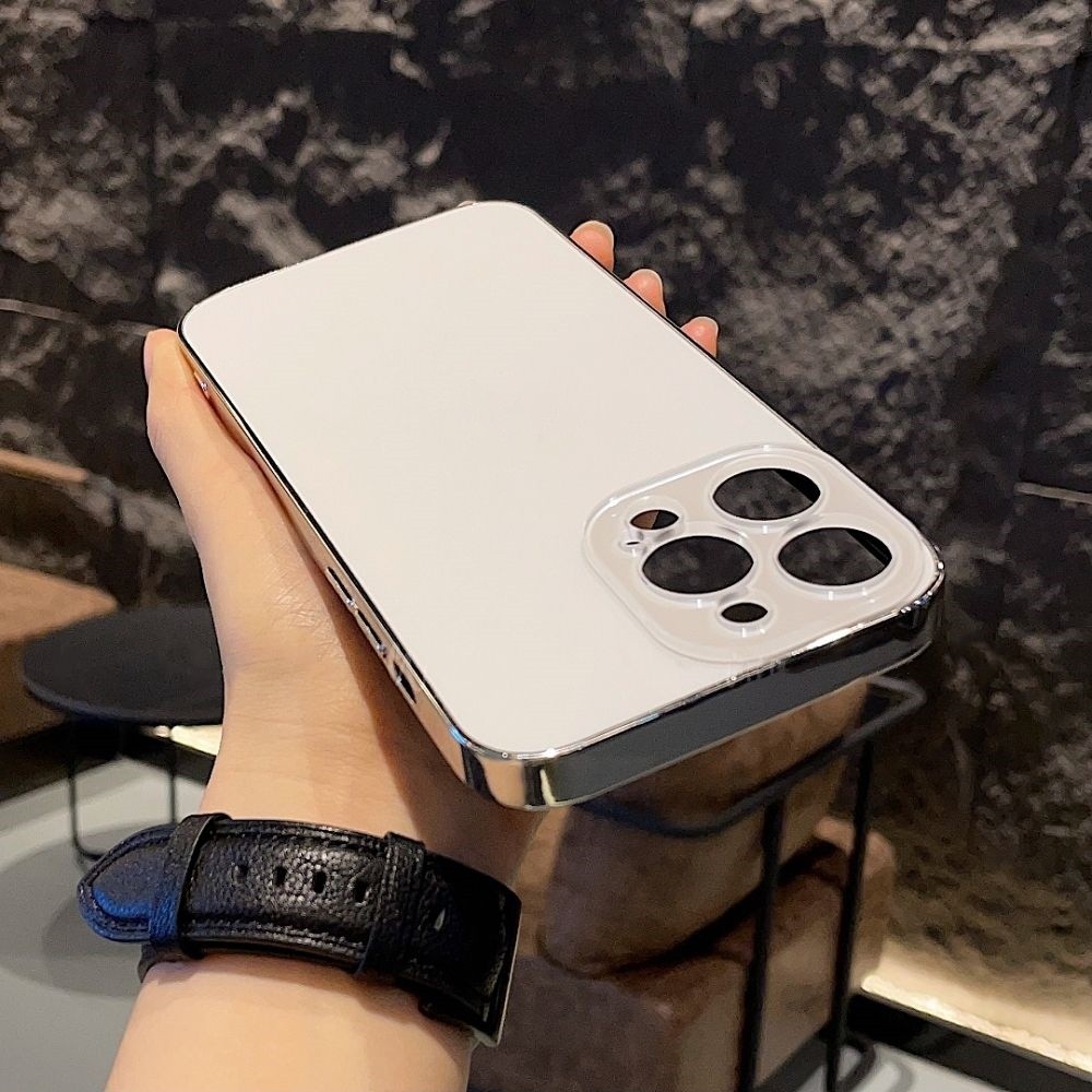 Electroplating Frosted Glassโทรศัพท ์ มือถือสําหรับIPhone 15 14 11 13 12 Pro Max Plus PCเลนส ์ IP14Plusหรูหราผิวป ้ องกันปกหลัง - รูปที่ 2