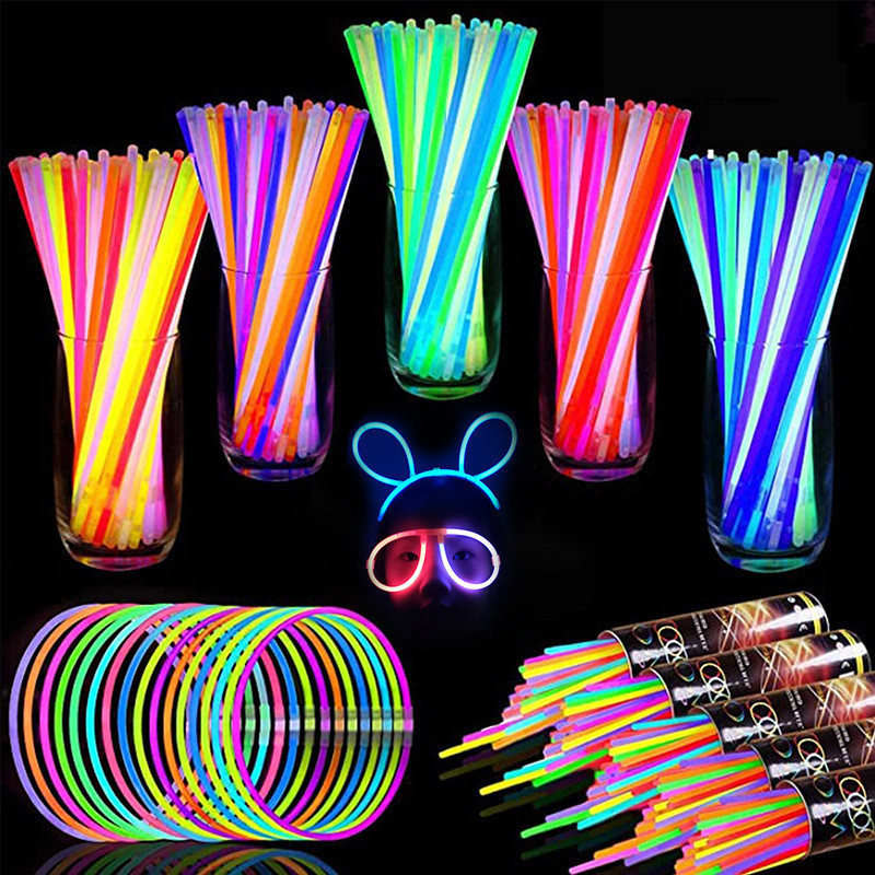 10 ชิ ้ นเรืองแสงในที ่ มืดสีสัน Light Neon Glowsticks Sticks Sticks 200 มม . พร ้ อมตัวเชื ่ อมต ่ อ ( LOCAL พร ้ อมสต ็ อก )
