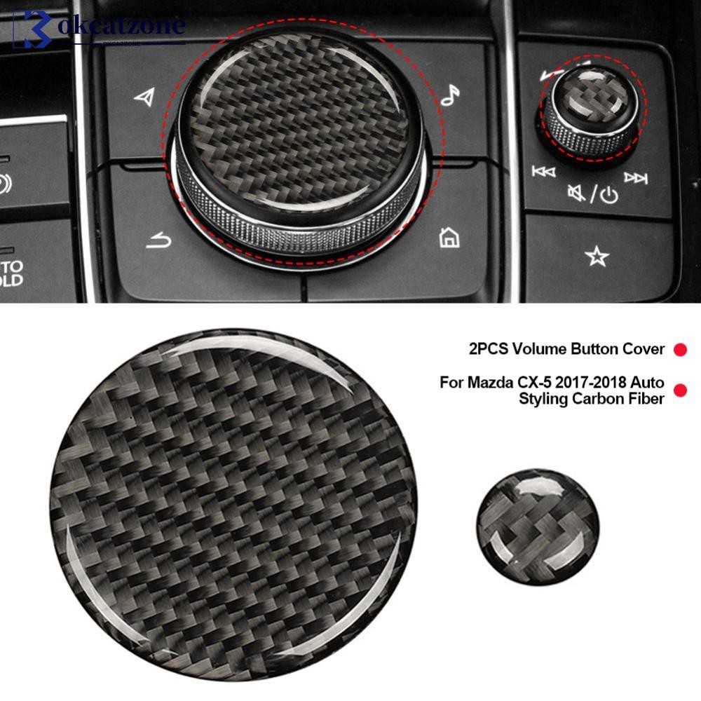 Okcatzone 2 ชิ ้ นรถปริมาณจริงปุ ่ มสําหรับ Mazda 3 2020-2023 จัดแต ่ งทรงผมอัตโนมัติคาร ์ บอนไฟเบอร ์ F8I8