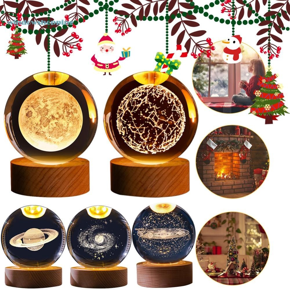 3d Moon Galaxy Globe Night Light ขนาดใหญ่ 3D Galaxy Crystal Ball Night Light 16 ไฟ LED เปลี่ยนสี Glo