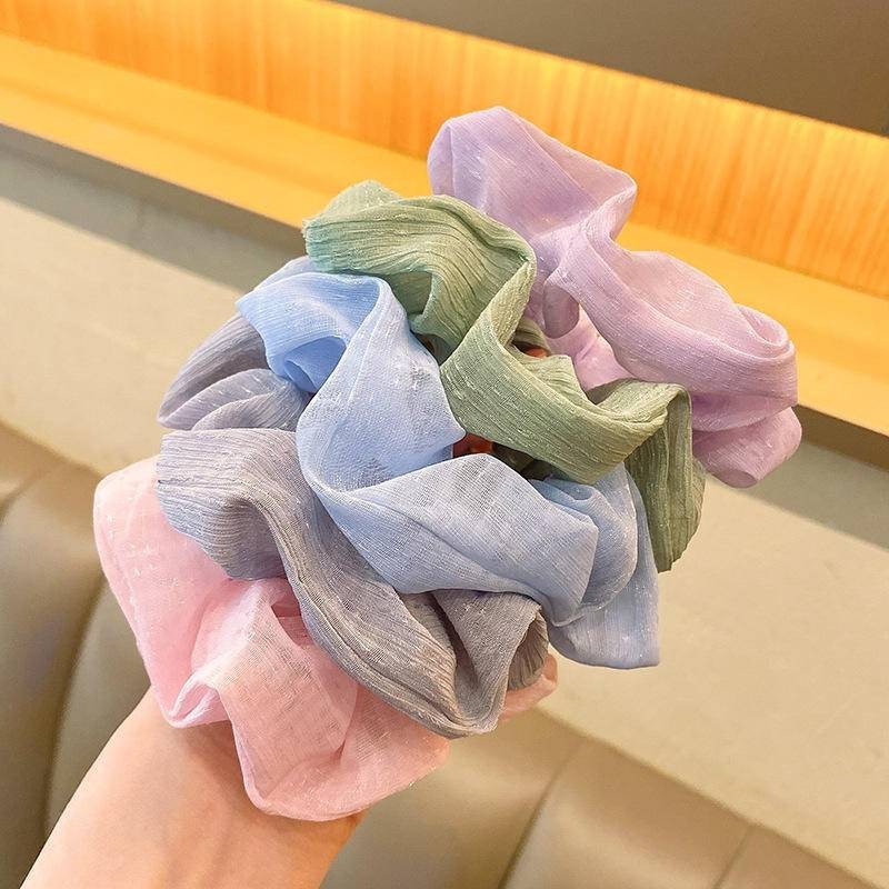 เวอร์ชั่นเกาหลีอารมณ์ Organza Scrunchy แหวนผม Fairy สไตล์เชือกผมผม Tie ยางรัดสาวอุปกรณ์เสริมอุปกรณ์เสริมผม - รูปที่ 2