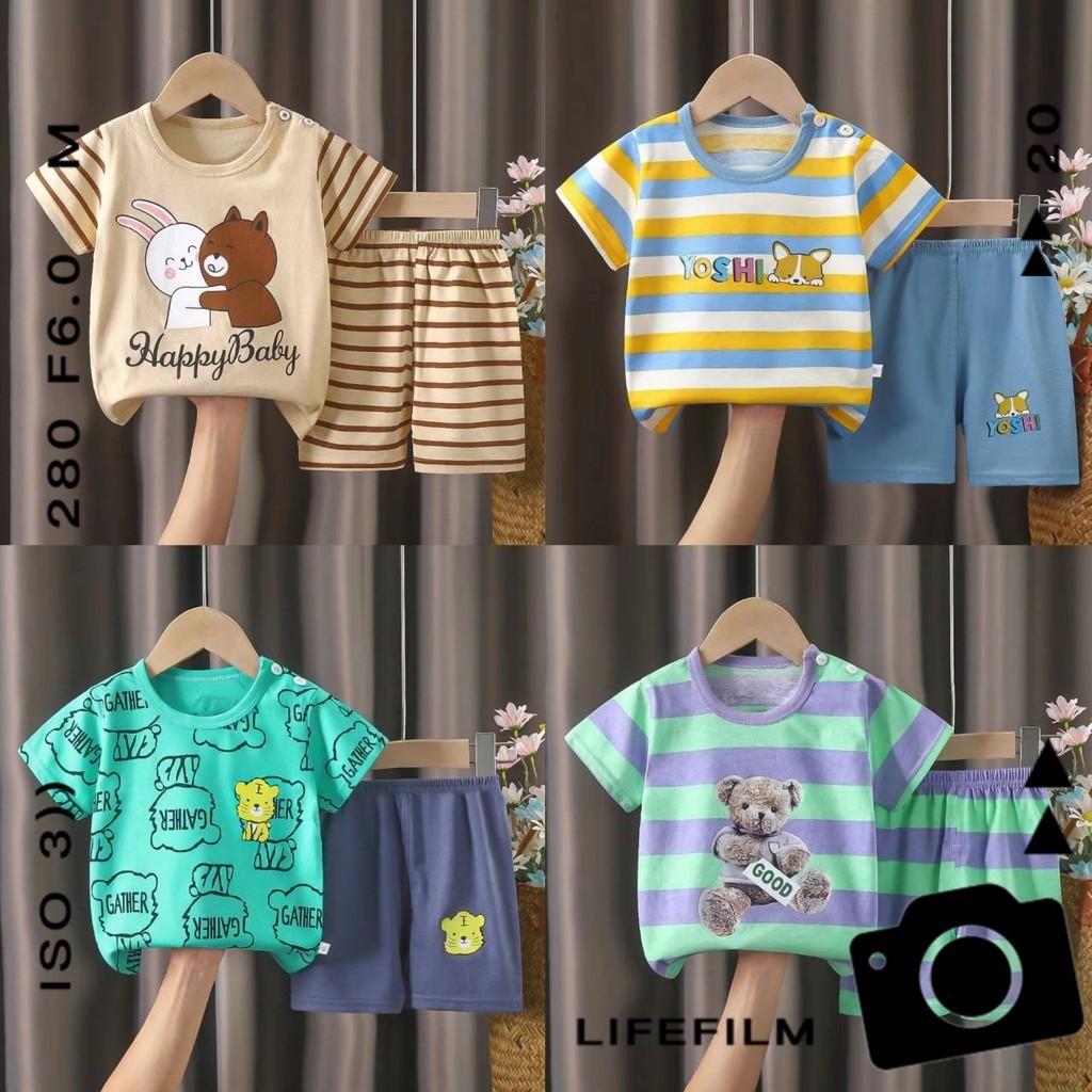 ชุดเสื้อยืดแขนสั้น เกงขาสั้น แฟชั่นฤดูร้อน ใส่ได้ทั้งชายและหญิง