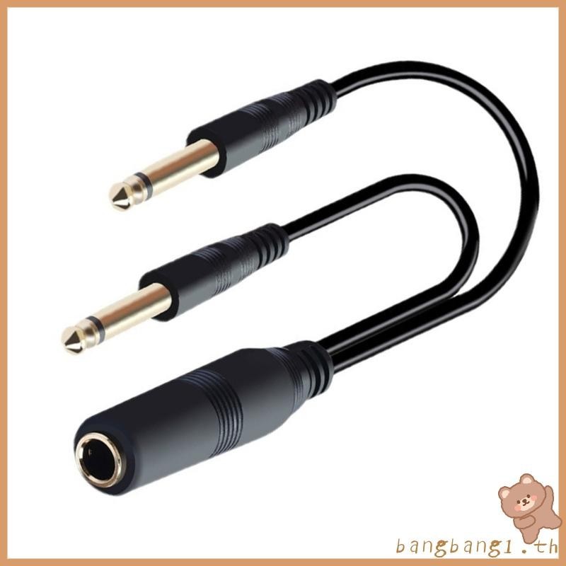 บาง 2x 1 4 นิ้วถึง 6 35 มม.ชาย Y Splitters สาย 6 35 มม.ถึงคู่ 6 35 มม. TS Mono ไมโครโฟนเพลง Converters อะแดปเตอร์