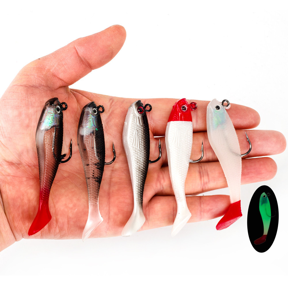 เหยื่อตกปลานุ่ม Pre-Rigged Jig Head 5 ชิ้น 8 เซนติเมตร/9 กรัมเหยื่อตกปลา T หาง Swimbait สําหรับเบสตกปลา Sinking เหยื่อตกปลาสําหรับน้ําเค็มน้ําจืด - รูปที่ 7