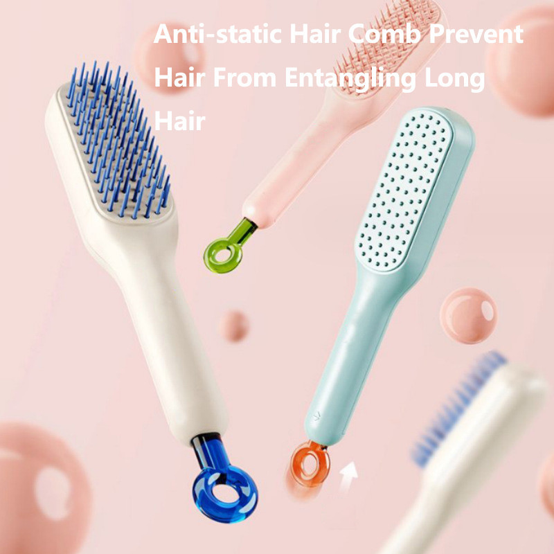 Retractable Rotatable หวีนวด Anti-static ผมหวีป ้ องกันผมจาก Entangling ผมยาวสาวใหม ่ Ins