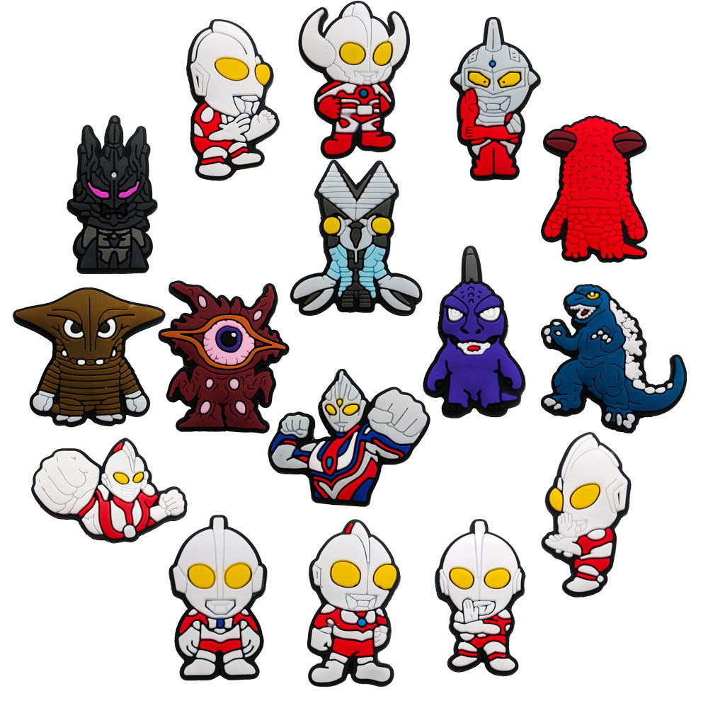 การ์ตูน Godzilla jibitz Anime Monster Design Charm Ultraman Series Jibits Design Superman Jibitz Des