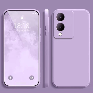 เคส Vivo Y17s V29 V29E Y02 Y02T Y12A เคสโทรศัพท์มือถือ เคสซิลิโคนนิ่ม พร้อมตัวป้องกันเลนส์ สีพาสเทล TPU หนา