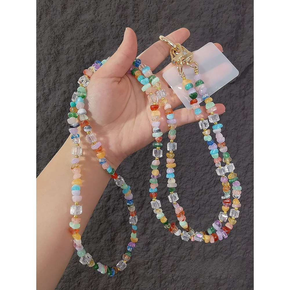 [พีดีเอ็ม] ขยายห่วงโซ่โทรศัพท์มือถือข้ามร่างกายที่มีสีสันหินบดก้อนน้ําตาลลูกปัดแขวนโซ่ผู้หญิงแขวนคอกลับโซ่คลิปยาวกรณีโทรศัพท์สายสากล ราคา ถูกที่สุด ดีลบีเคเค แกลเลอรีภาพที่ 8