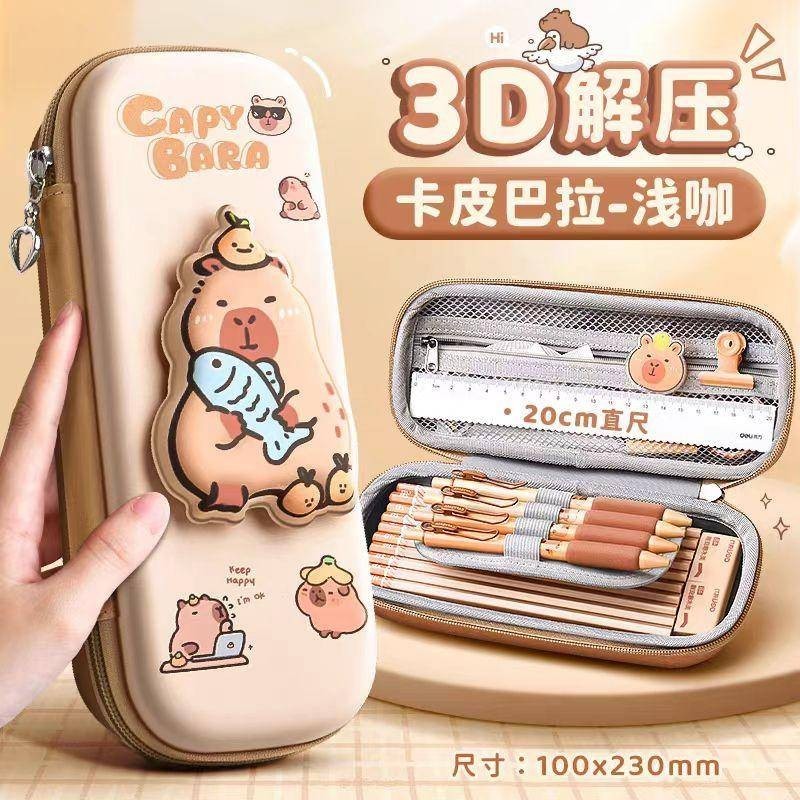 2 รูปแบบ Capybara decompression ดินสอ Kawaii การ ์ ตูนดินสอกระเป ๋ าปากกาอุปกรณ ์ โรงเรียนเด ็ กเครื ่ องเขียนของขวัญ