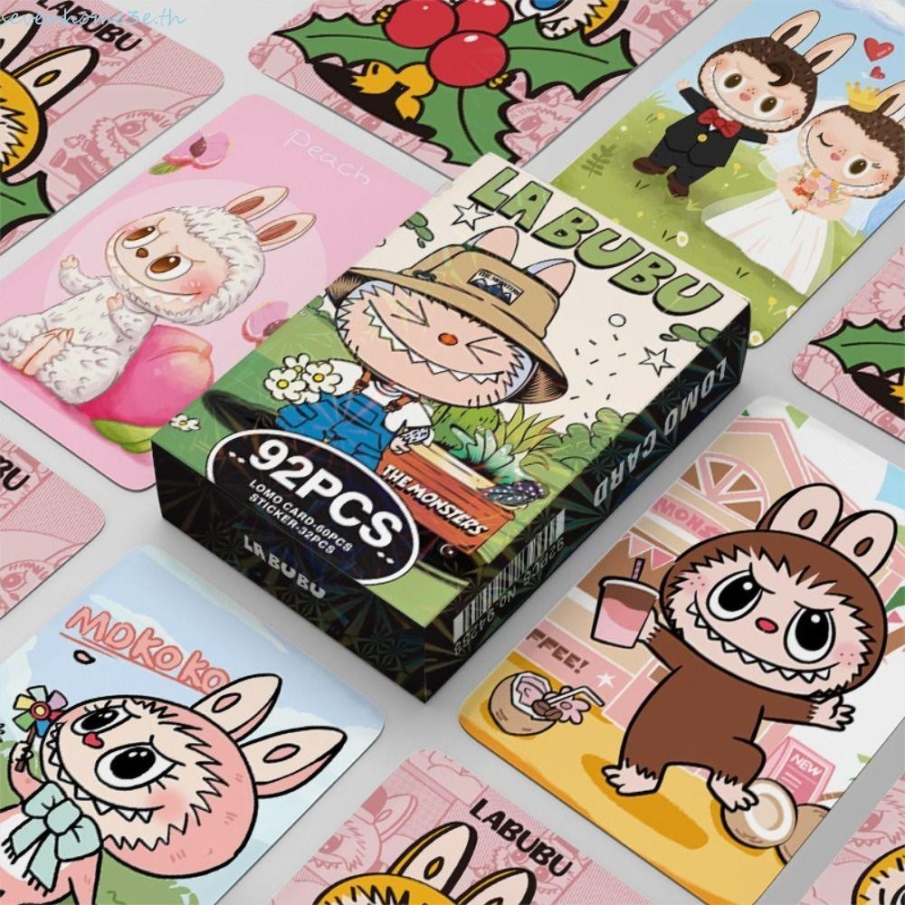 Sevenhome3e 92PCS คอลเลกชันการ์ด Lomo, HD พิมพ์ Kawaii Labubu โปสการ์ด, Labubu อุปกรณ์เสริมน่ารักการ์ตูนการ์ดรูปถ่ายเด็ก